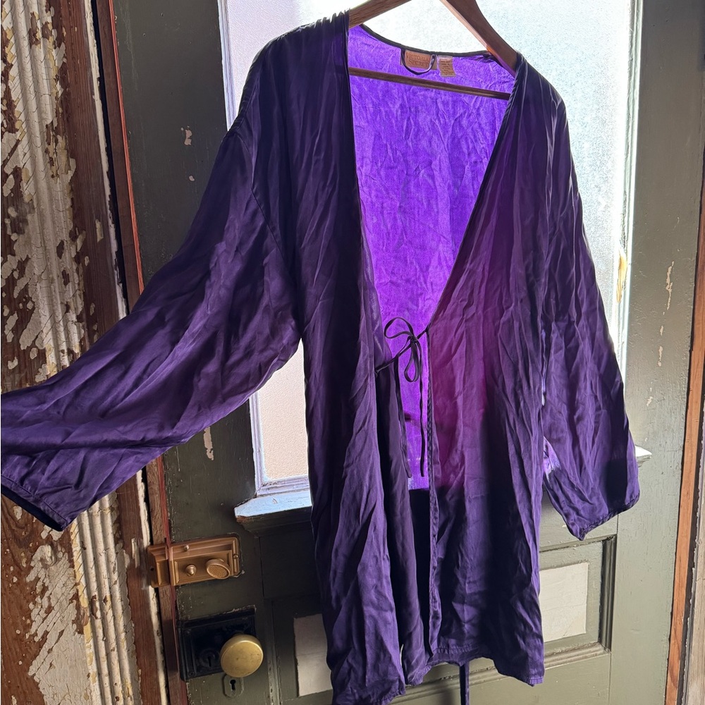 Silk Purple Shorty Robe Victoria’s Secret Gold Label purple silk robe